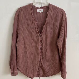 XiRENA Dusty Mauve Gauze Button-Down shirts Medium